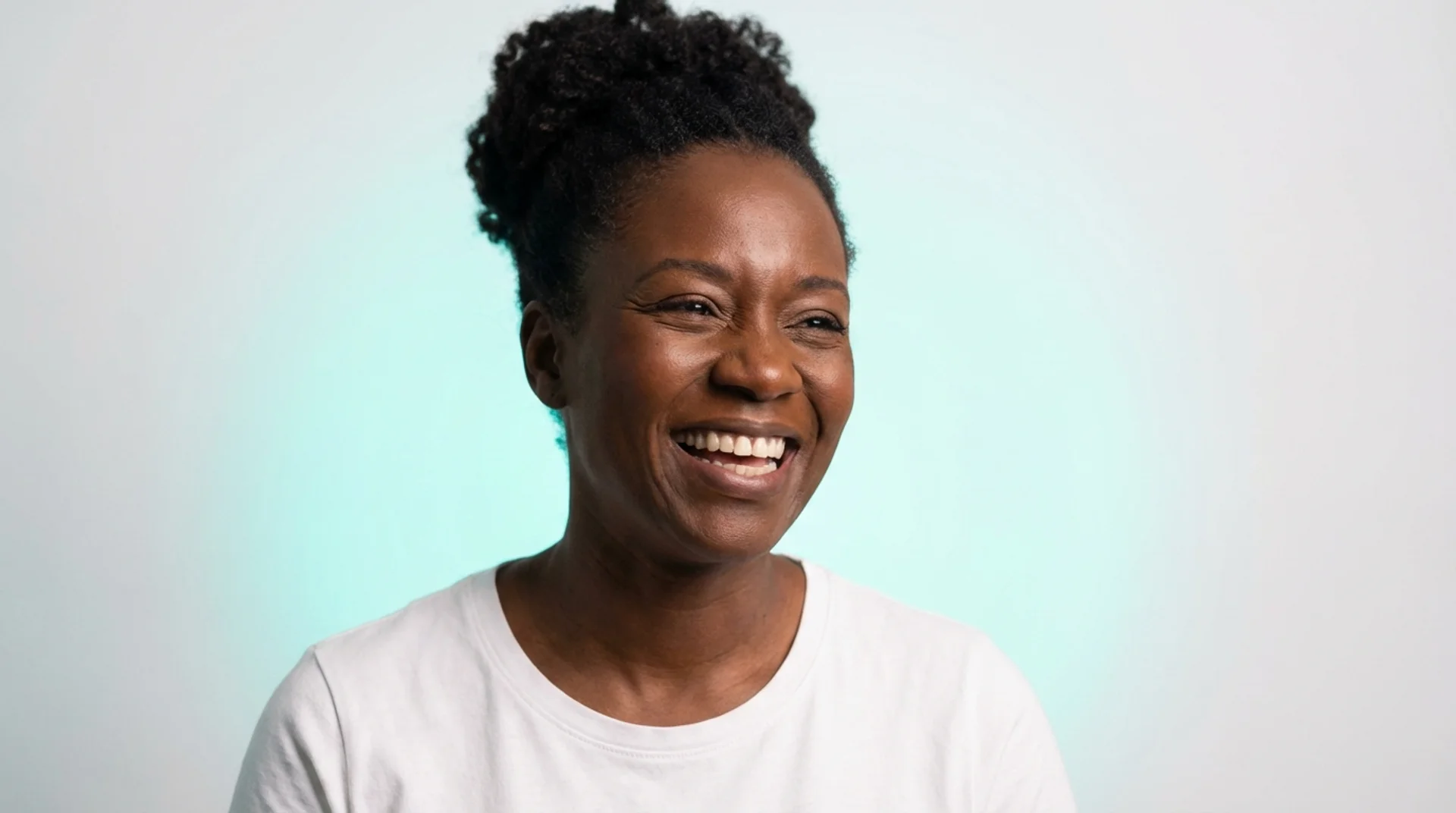 Joyful woman glowing with renewed energy